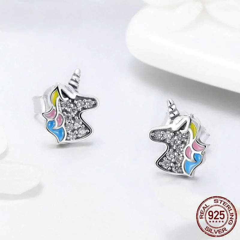 Dazzling Sterling Silver Unicorn Earrings