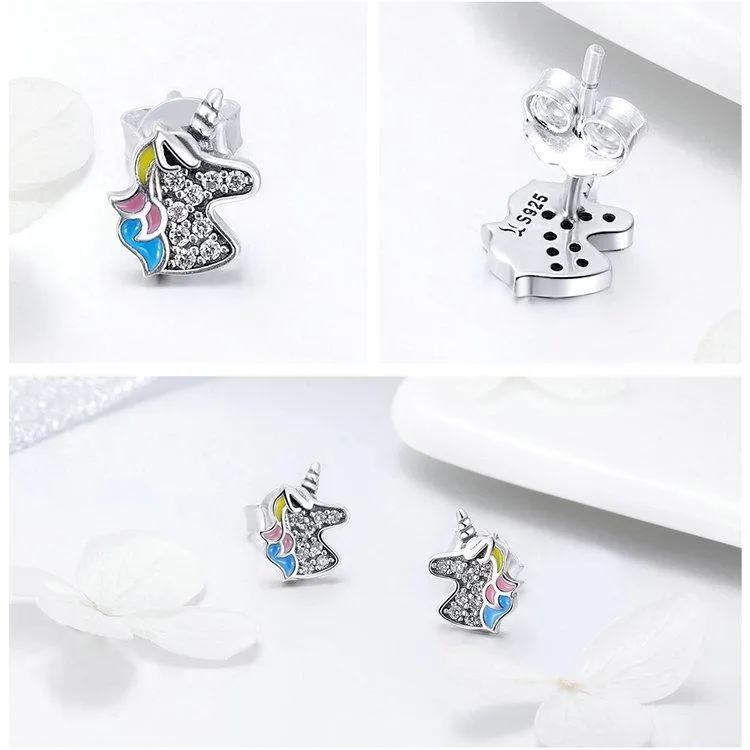 Dazzling Sterling Silver Unicorn Earrings
