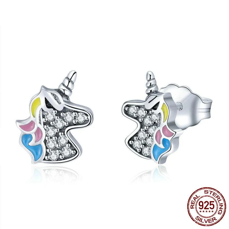 Dazzling Sterling Silver Unicorn Earrings