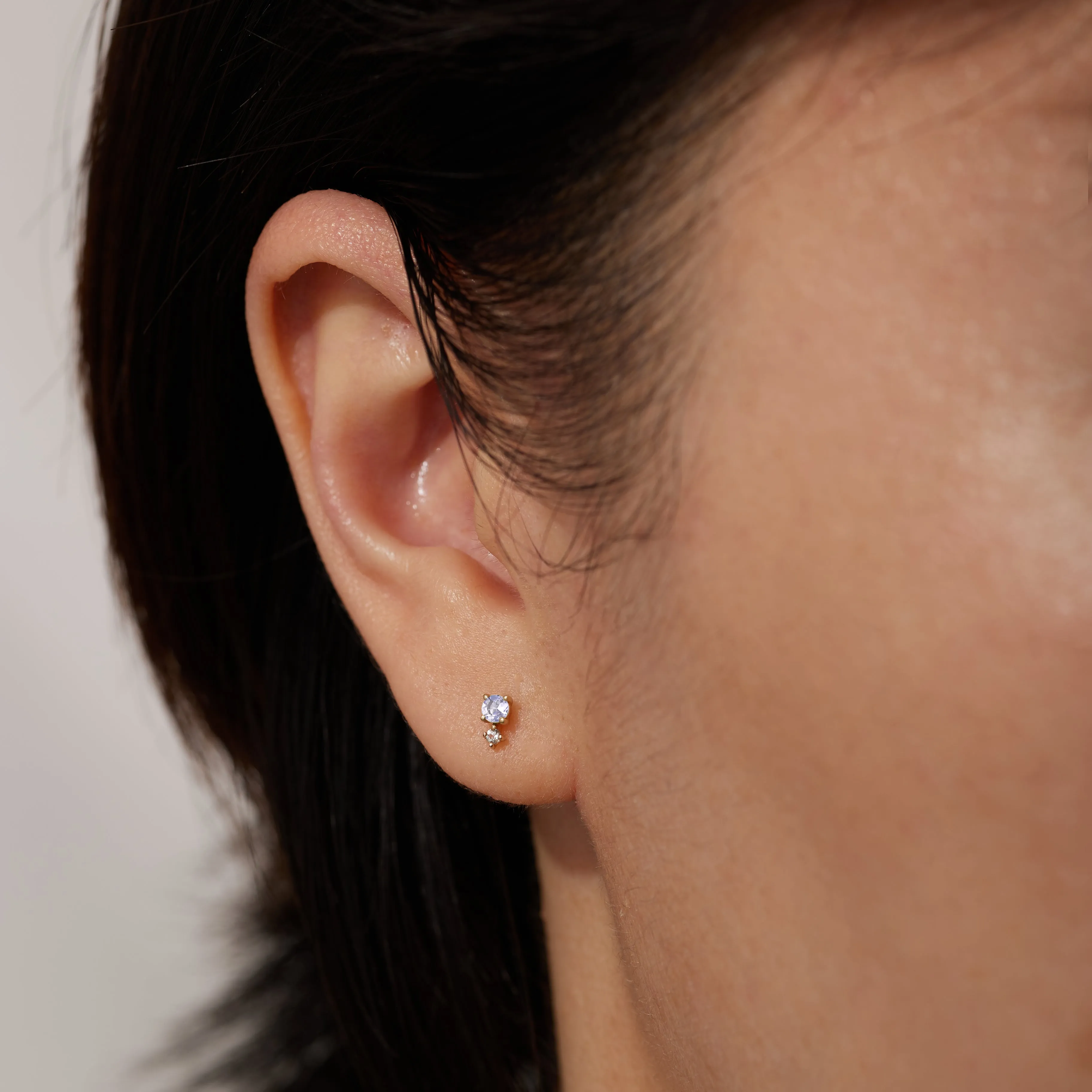 DECEMBER | Tanzanite and White Sapphire Stud Earring