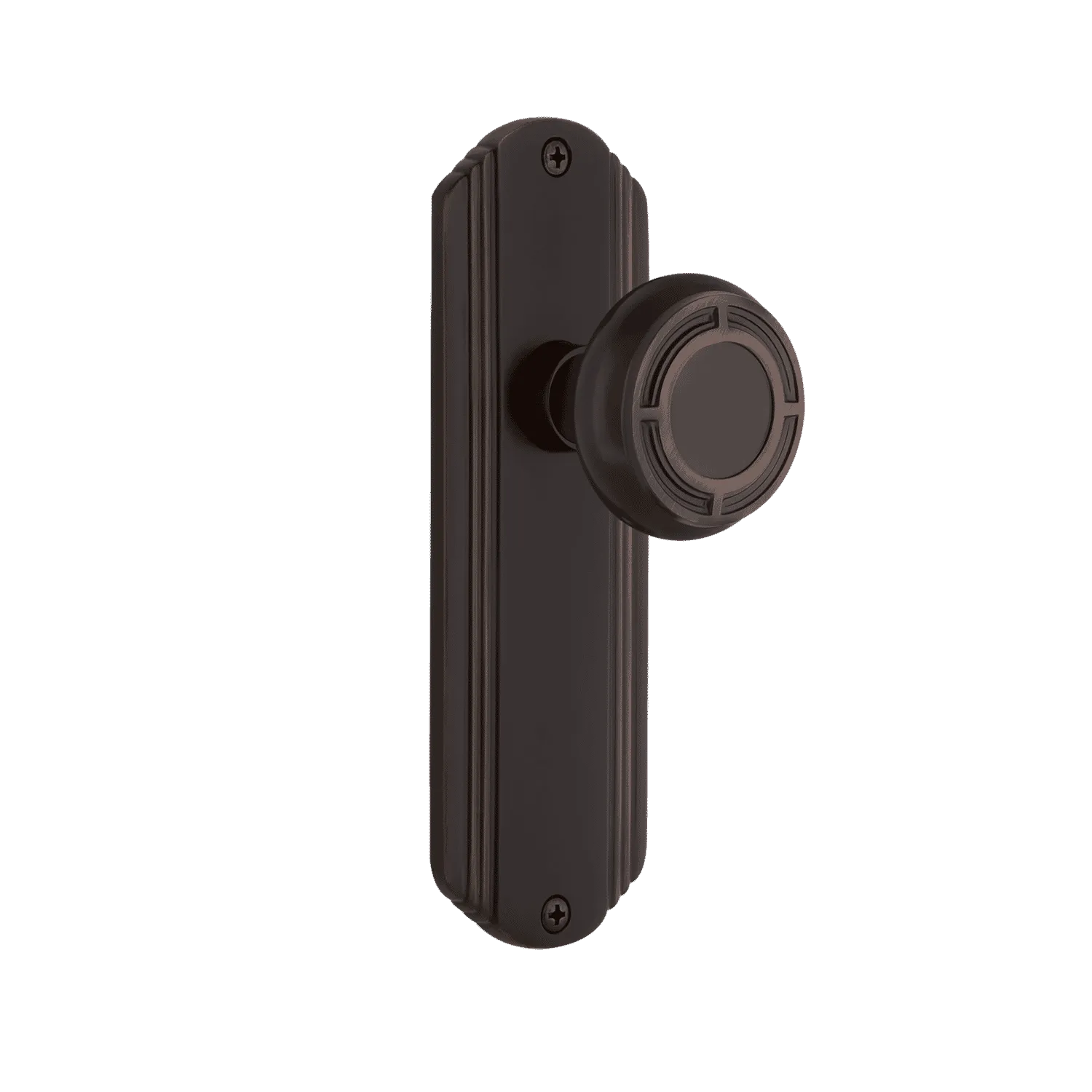 Deco Long Plate with Mission Knob in Timeless Bronze