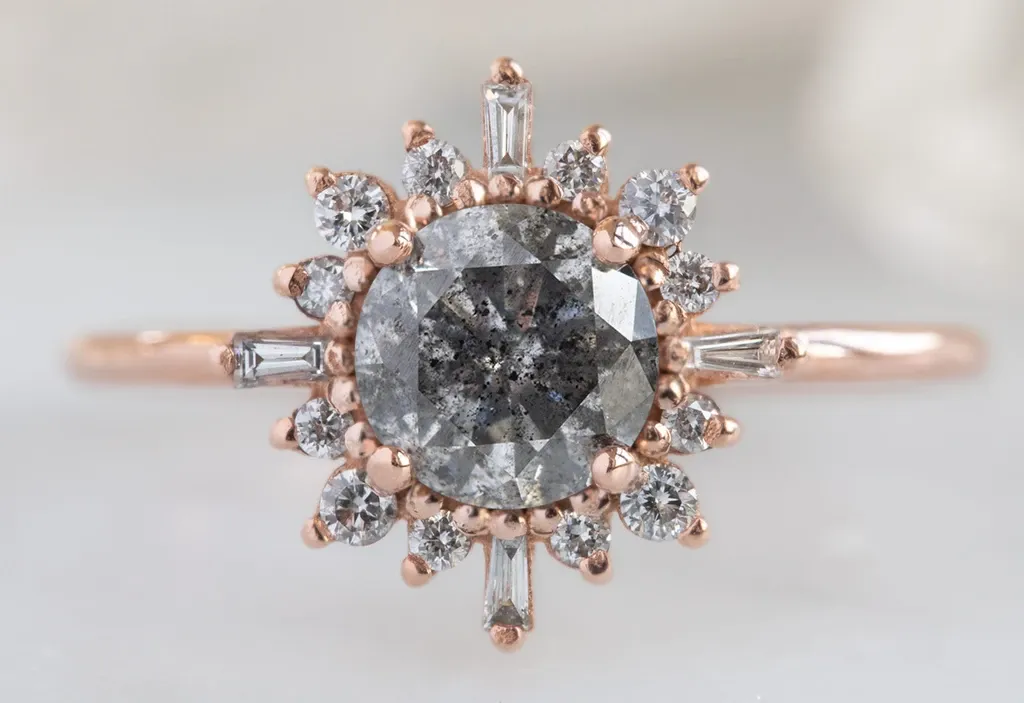 Design Your Own Custom Round Salt and Pepper Diamond Engagement Ring