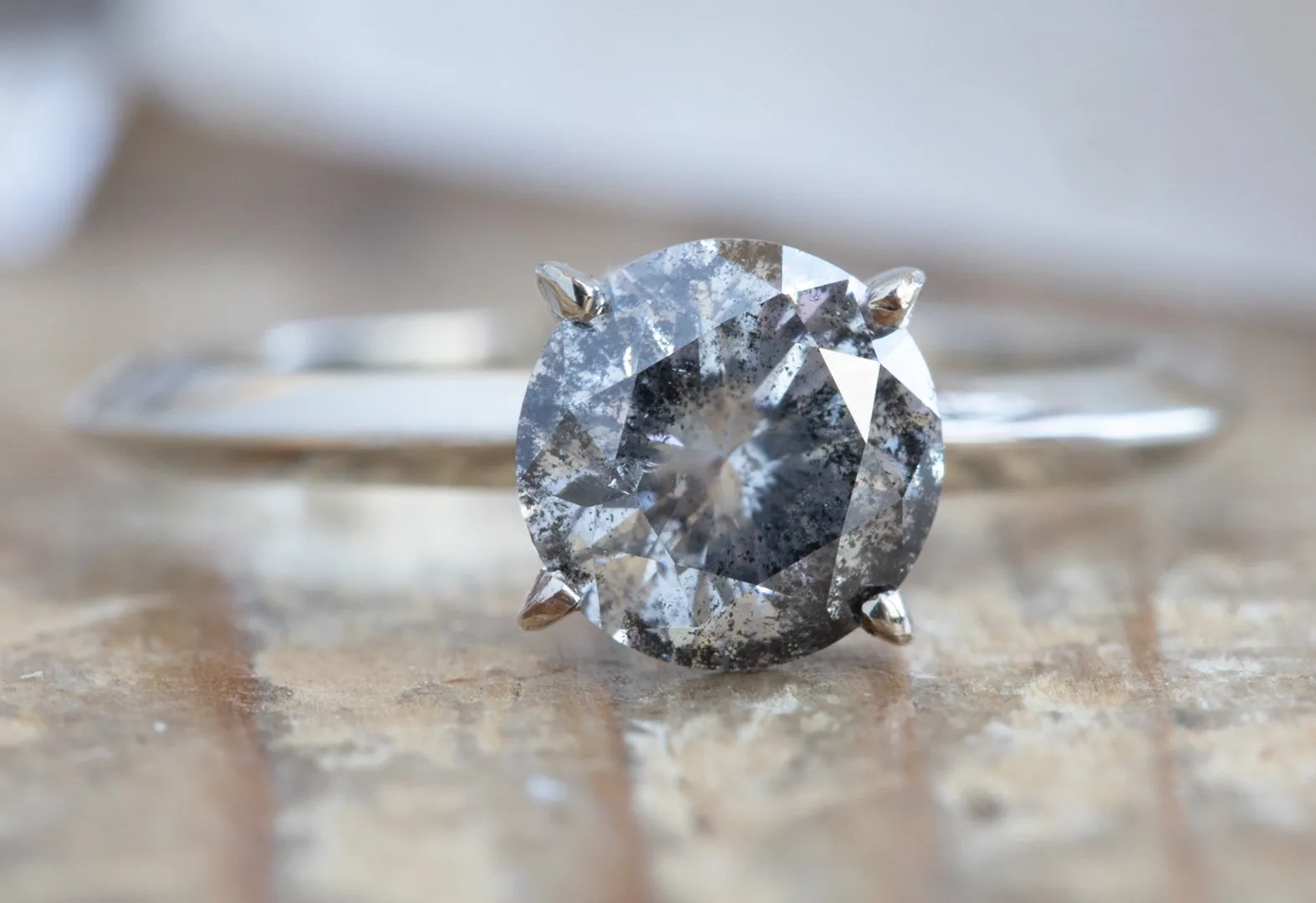 Design Your Own Custom Round Salt and Pepper Diamond Engagement Ring