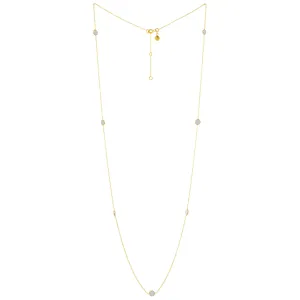 Dew Drops Dotted Rainbow Moonstone Long Necklace Gold