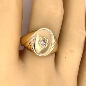 Diamond 18ct Yellow Gold Signet Ring