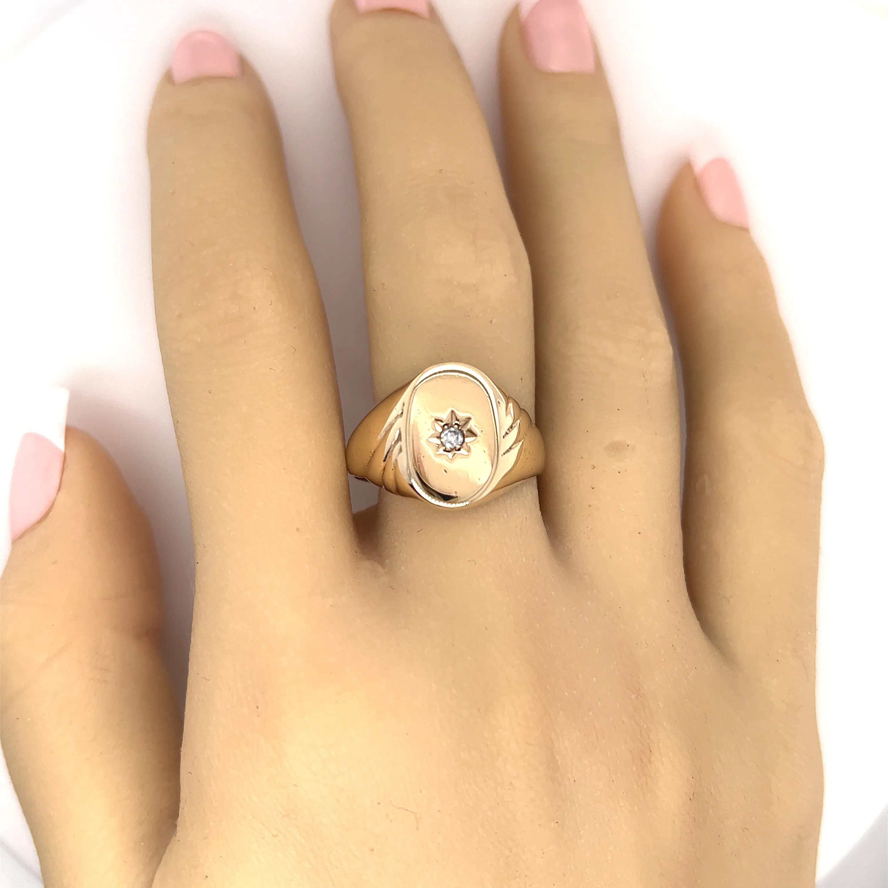 Diamond 18ct Yellow Gold Signet Ring