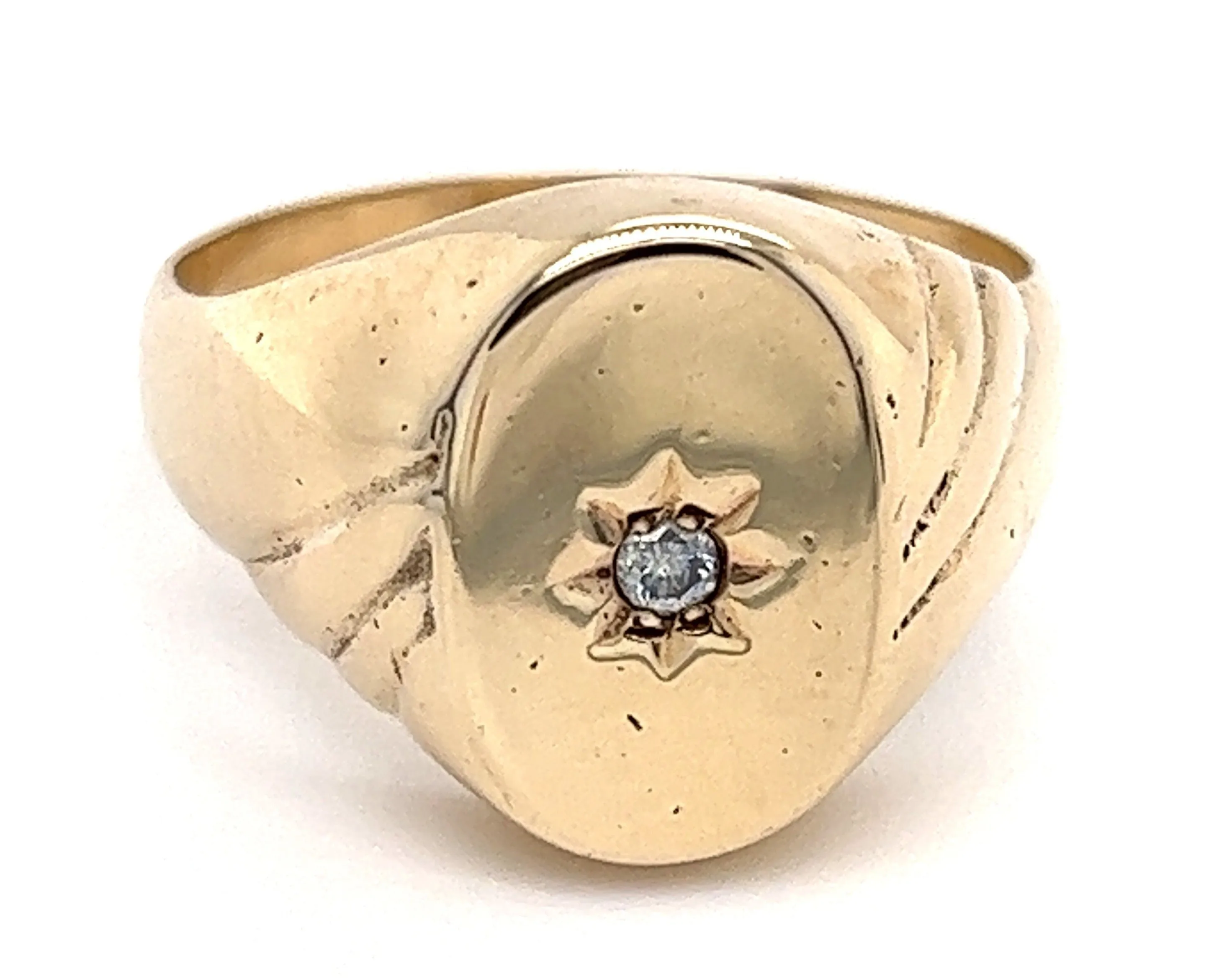 Diamond 18ct Yellow Gold Signet Ring