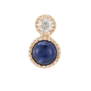 Diamond and Gemstone Yellow Gold SINGLE Stud Earring, 14k