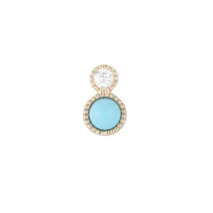 Diamond and Gemstone Yellow Gold SINGLE Stud Earring, 14k