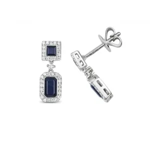 Diamond And Sapphire Drop Earrings ED253WS