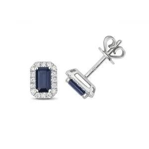 Diamond And Sapphire Octagon Stud Earrings ED251WS