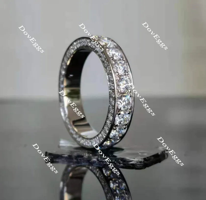 Doveggs full eternity channel set moissanite/lab grown diamond wedding band-4.1mm band width