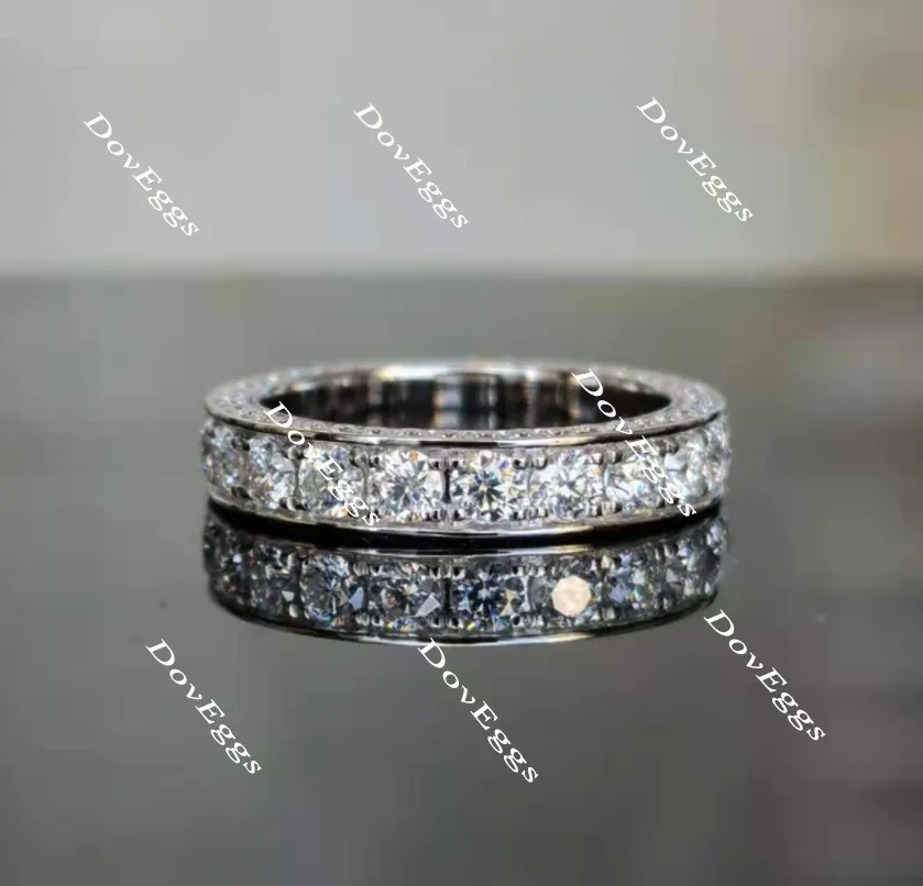 Doveggs full eternity channel set moissanite/lab grown diamond wedding band-4.1mm band width