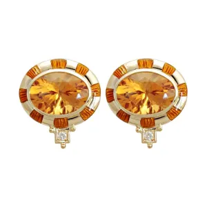 Earrings - Citrine and Diamond (Enamel)