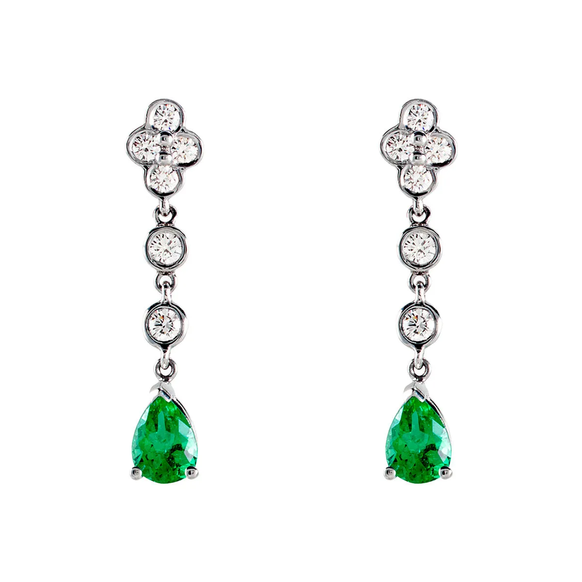 Emerald and Diamond Drop Earrings