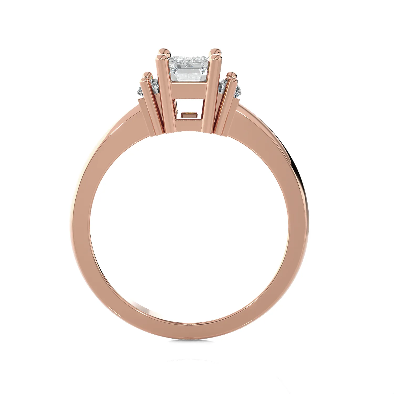 Emerald-Cut With Baguette Three Stone Lab Grown Diamond Ring