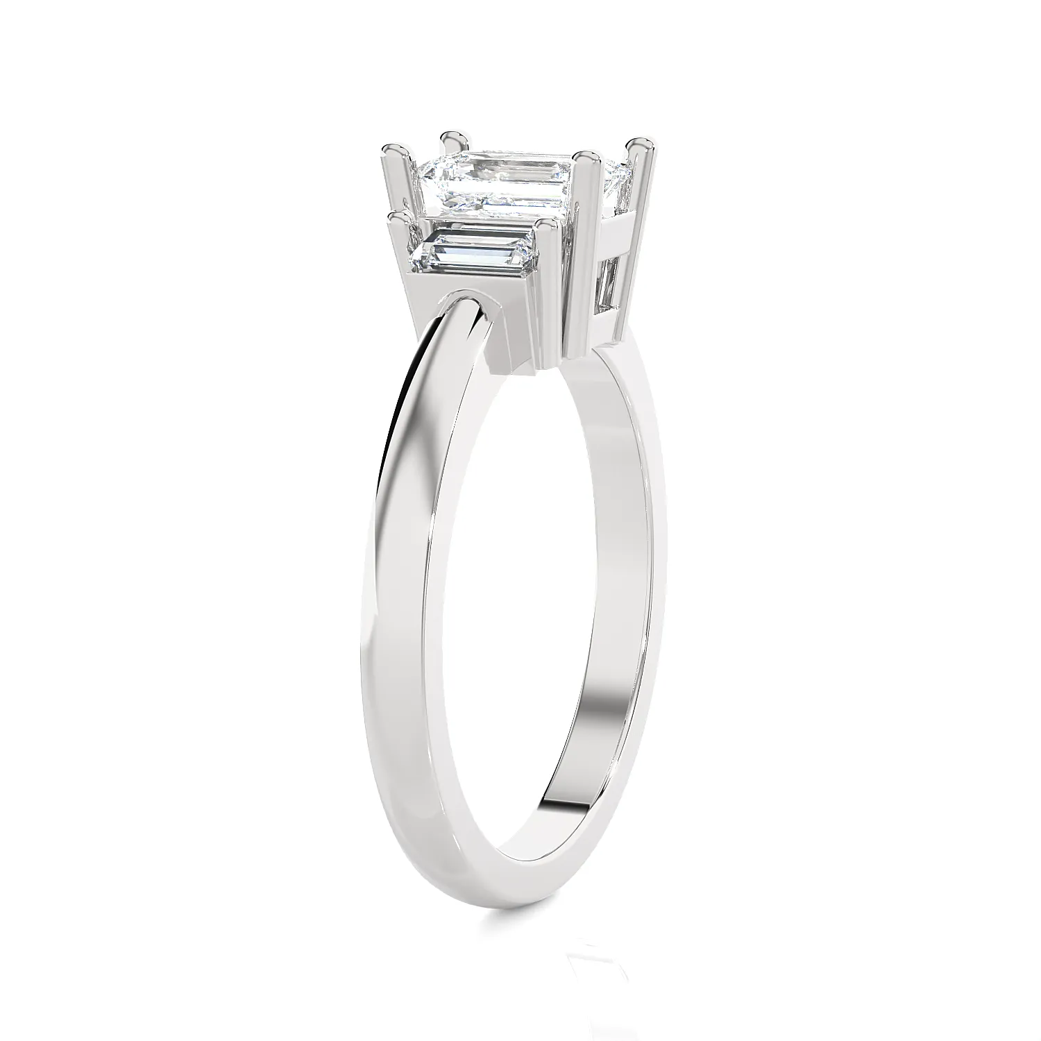 Emerald-Cut With Baguette Three Stone Lab Grown Diamond Ring