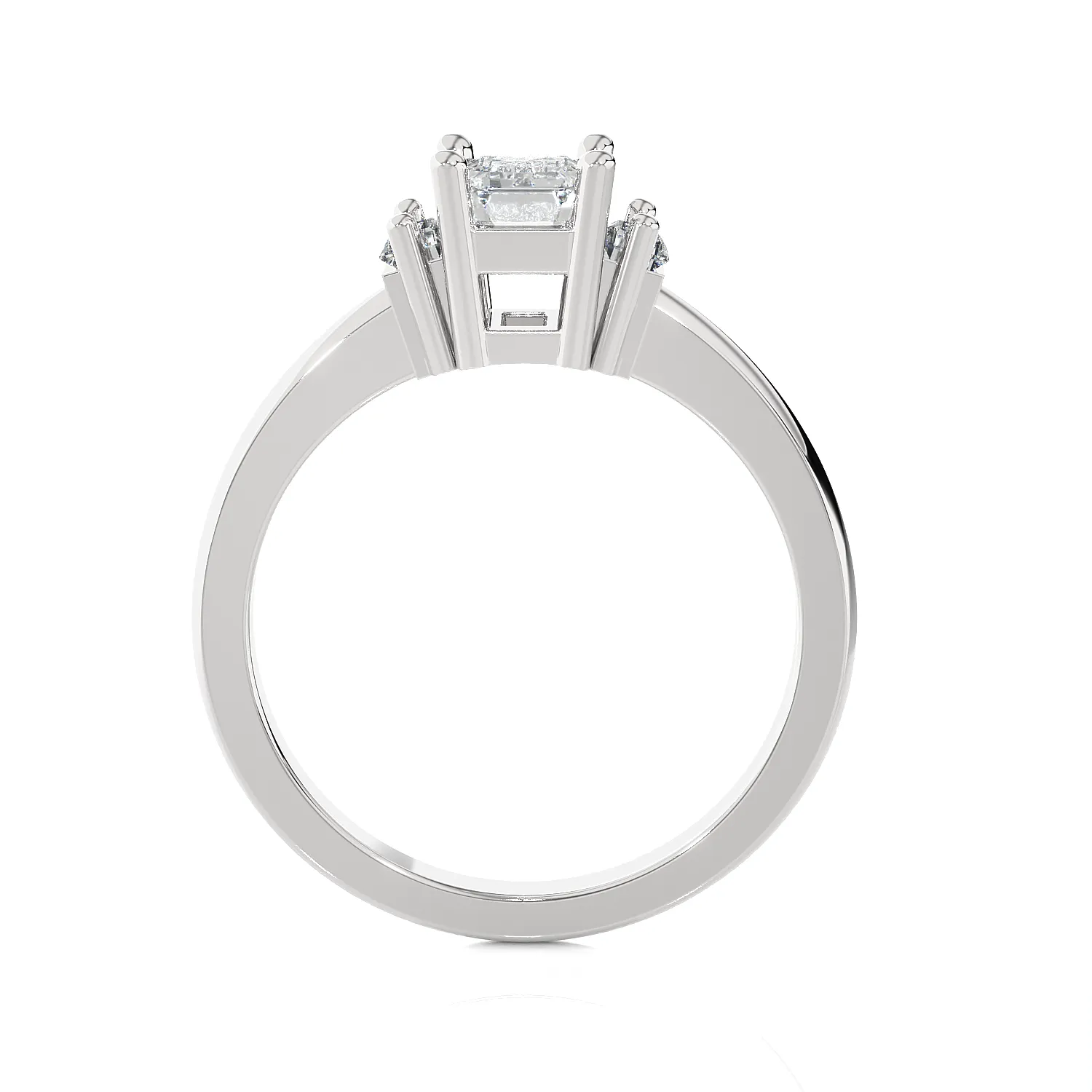 Emerald-Cut With Baguette Three Stone Lab Grown Diamond Ring