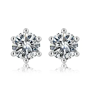 FANCIME Six Prong 1cttw Moissanite Sterling Silver Studs