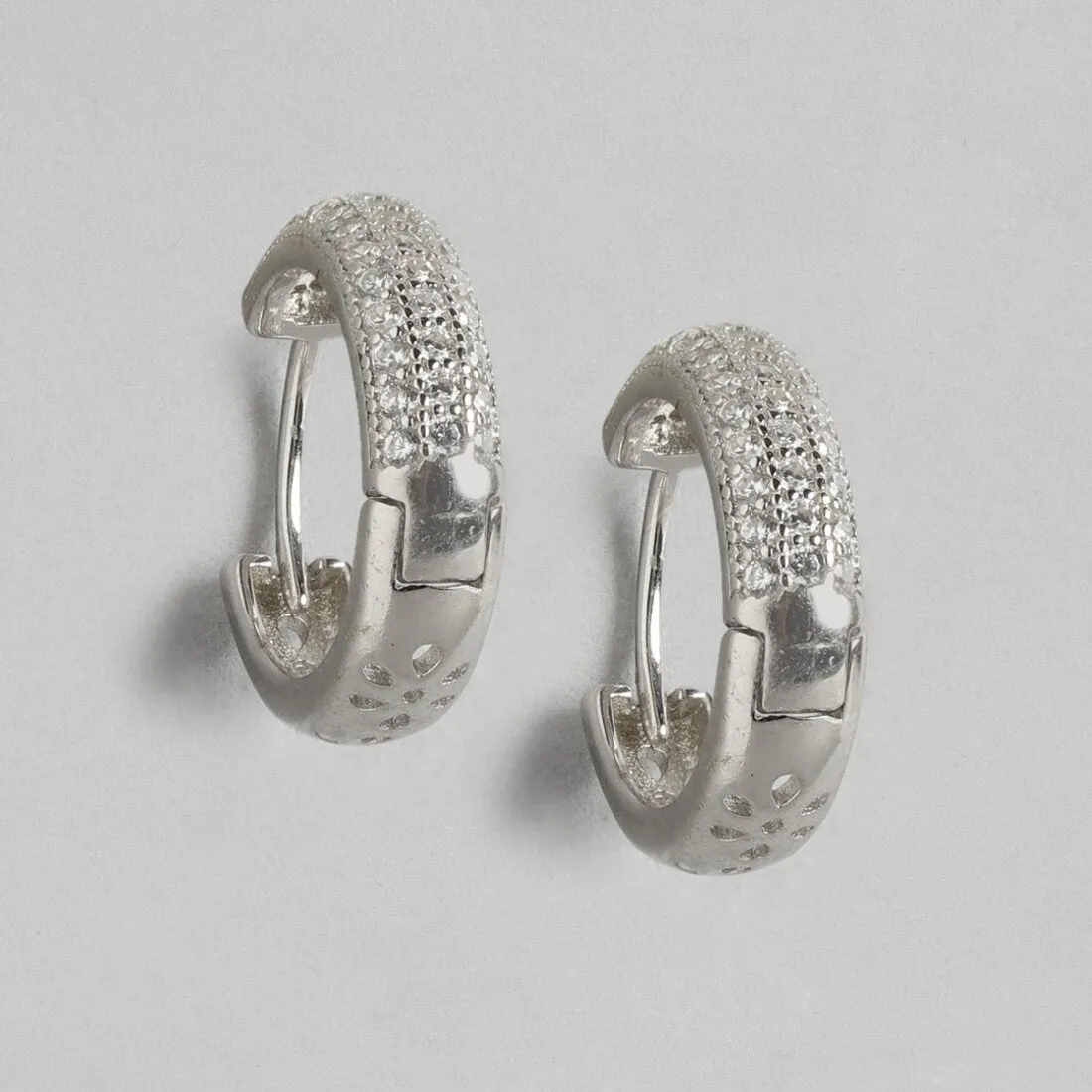 Flower Power Silver Hoops 925 Silver Earrings