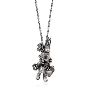 Flower Rabbit Necklace Silver
