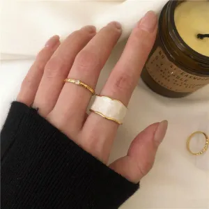 French Vintage Inlaid Gold Rim Ring