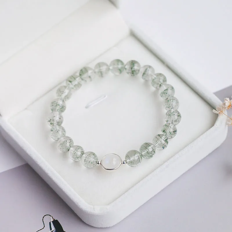 Garden Crystal and Moonstone Beaded Bracelet Handmade Jewelry Accessories Women