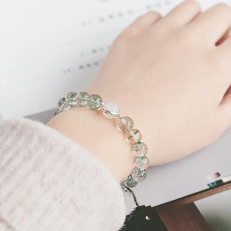 Garden Crystal and Moonstone Beaded Bracelet Handmade Jewelry Accessories Women
