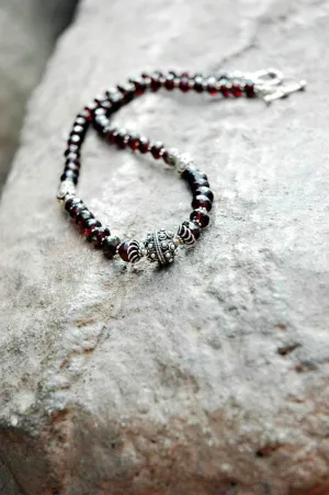 Garnet and Sterling Silver Necklace