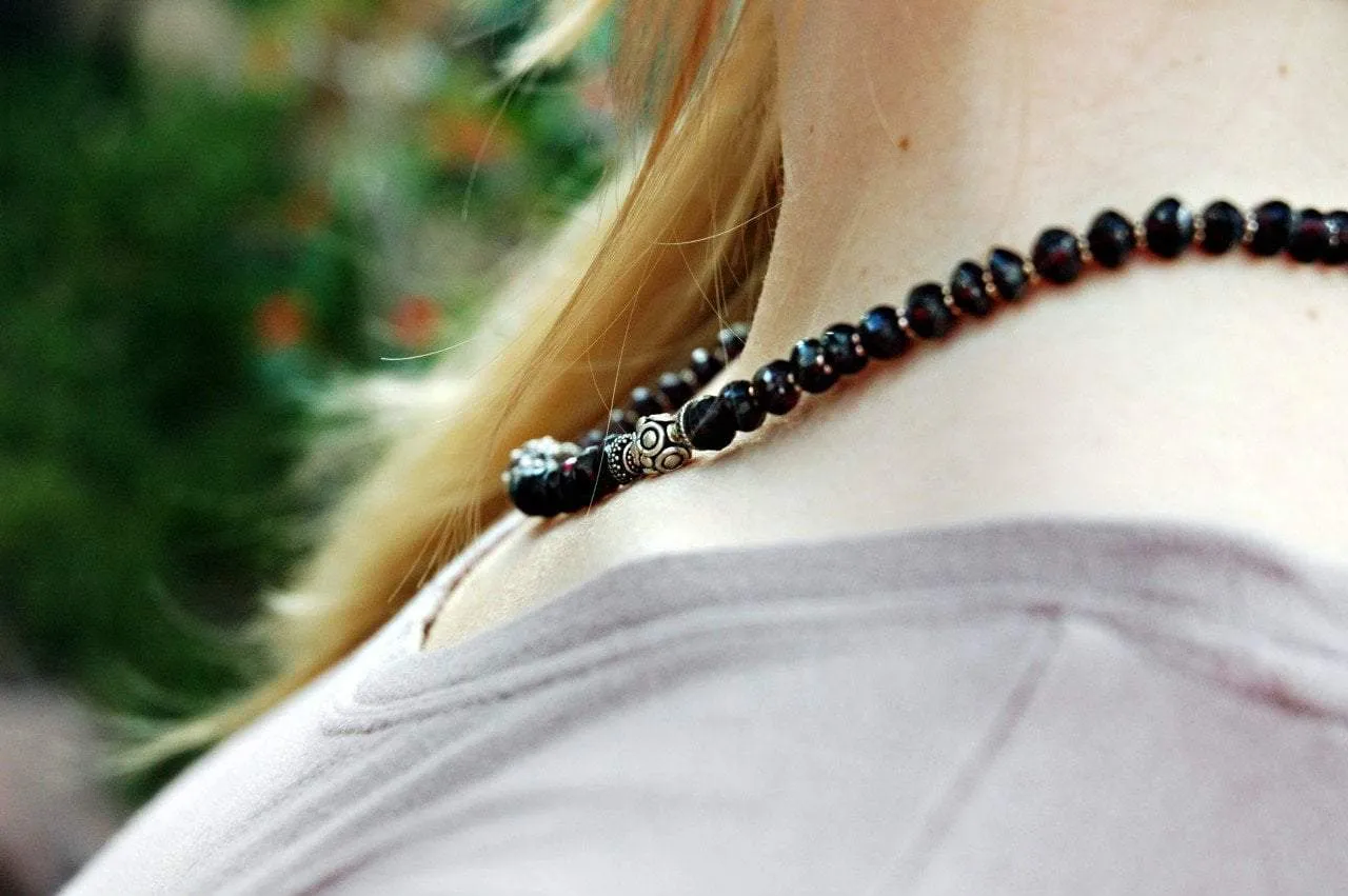 Garnet and Sterling Silver Necklace