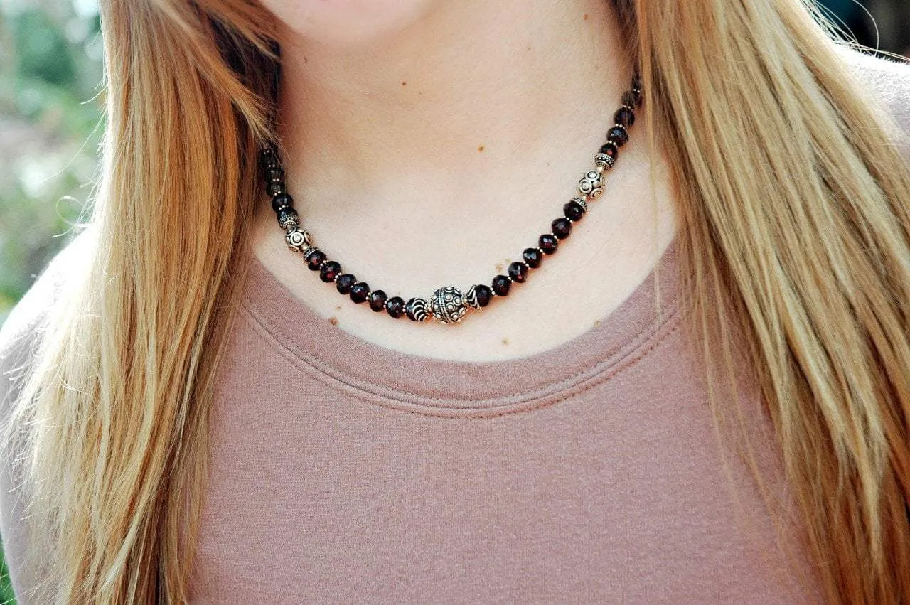 Garnet and Sterling Silver Necklace