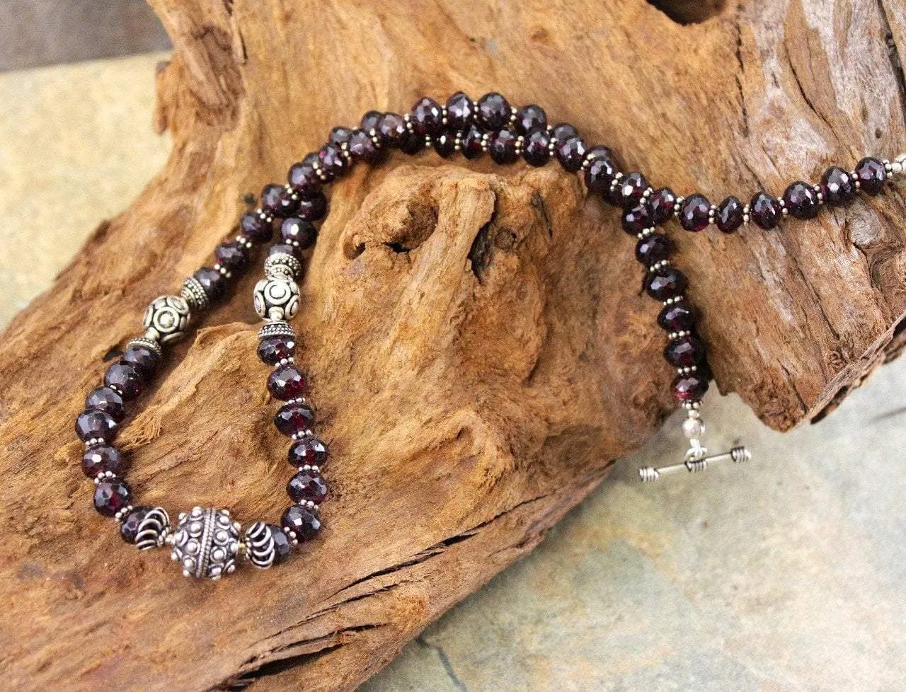 Garnet and Sterling Silver Necklace