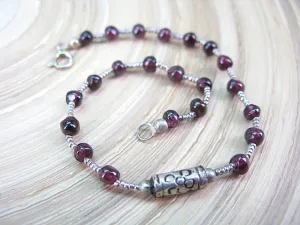 Garnet Bead Tribal Oxidized 925 Sterling Silver Bracelet