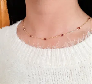 Garnet Beaded Choker Necklace
