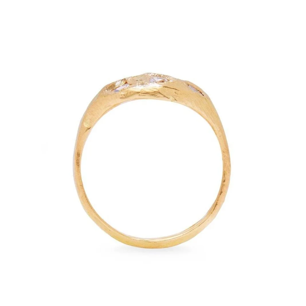 Geometric Diamond Signet Ring