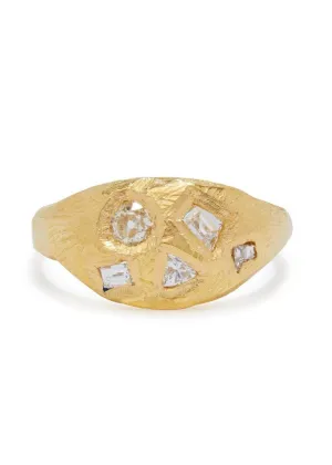 Geometric Diamond Signet Ring
