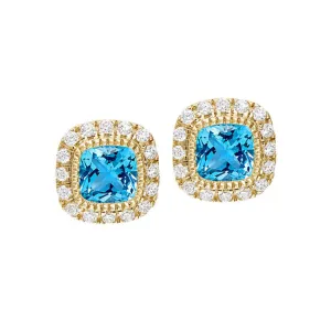 Gold Vermeil Finish Sterling Silver Micropave Simulated Blue Zircon Pendant with Hand Set Simulated Diamonds