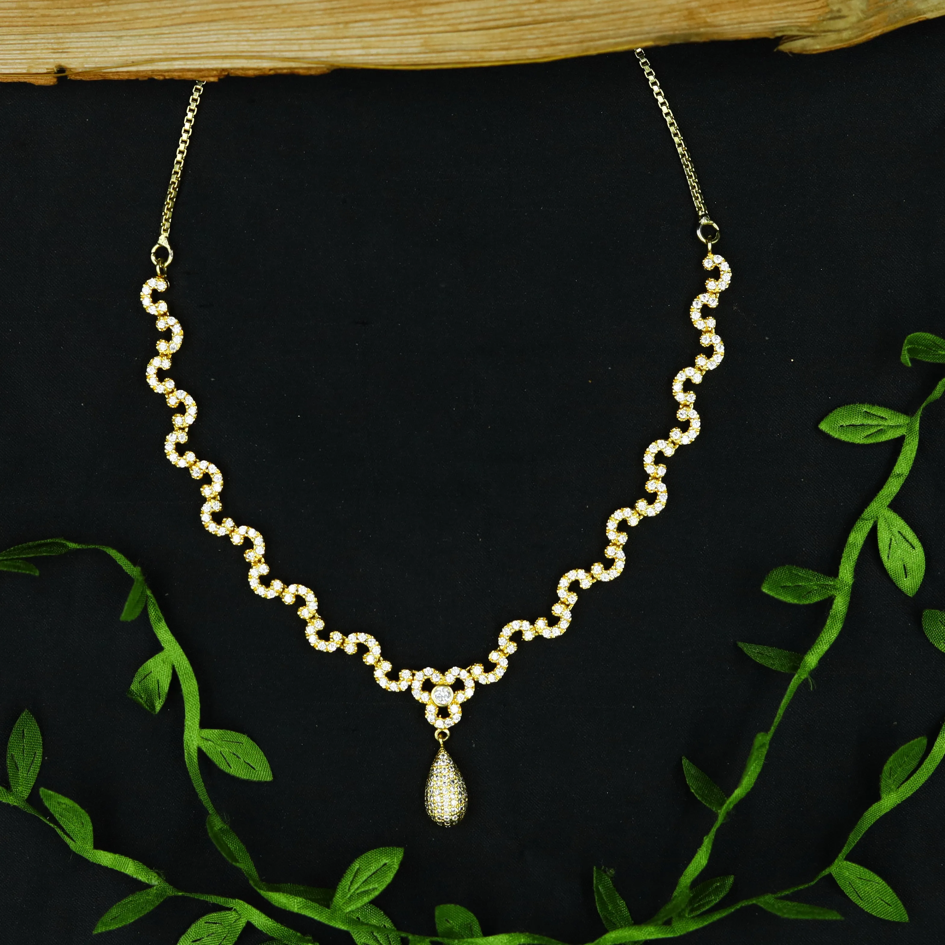 Gold Zircon/AD Necklace Set