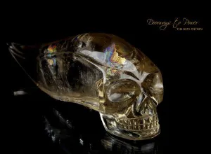 Golden Citrine Elestial Quartz Crystal Traveler Skull 'Atomic'