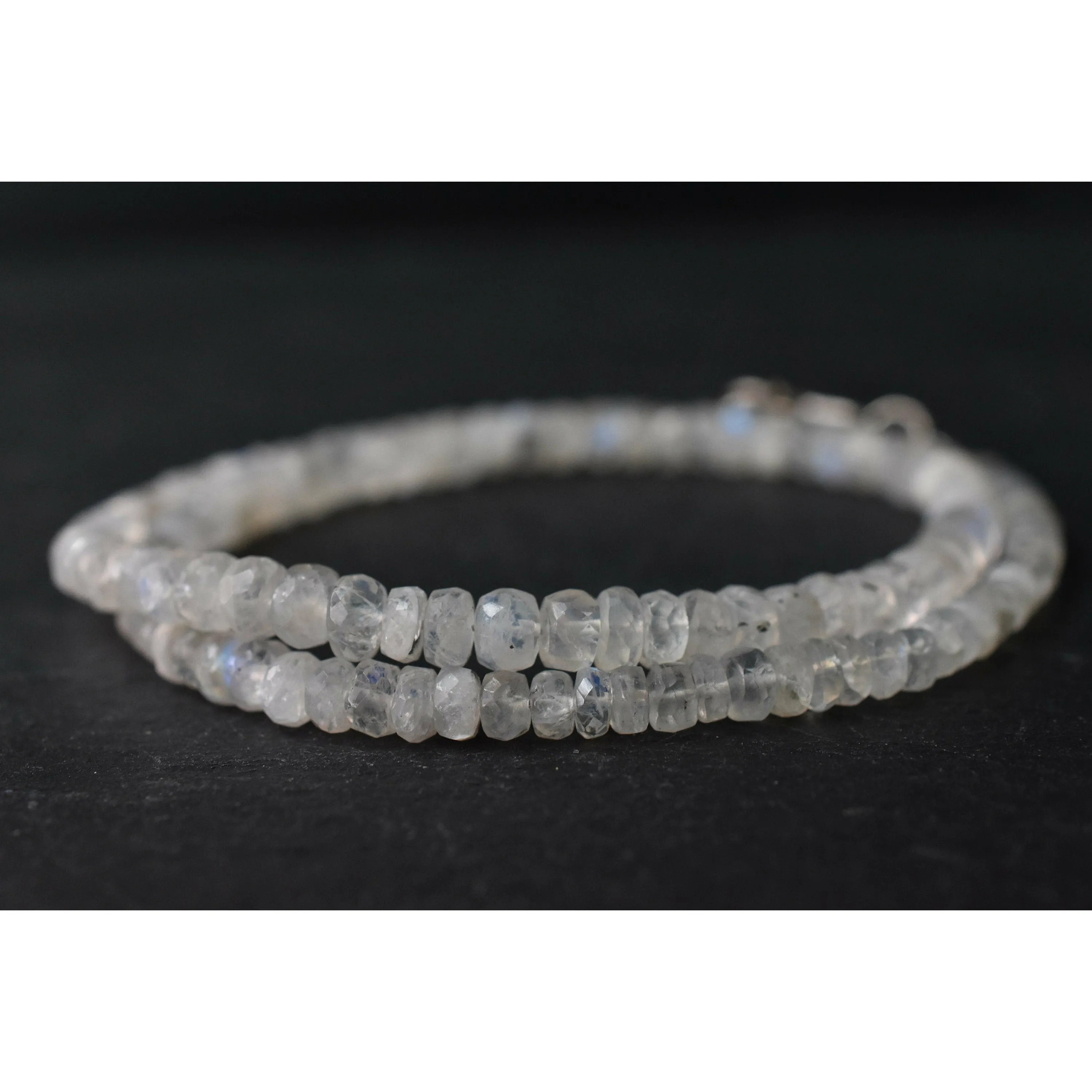Gorgeous Rondelle Rainbow Moonstone Faceted Beaded Necklace