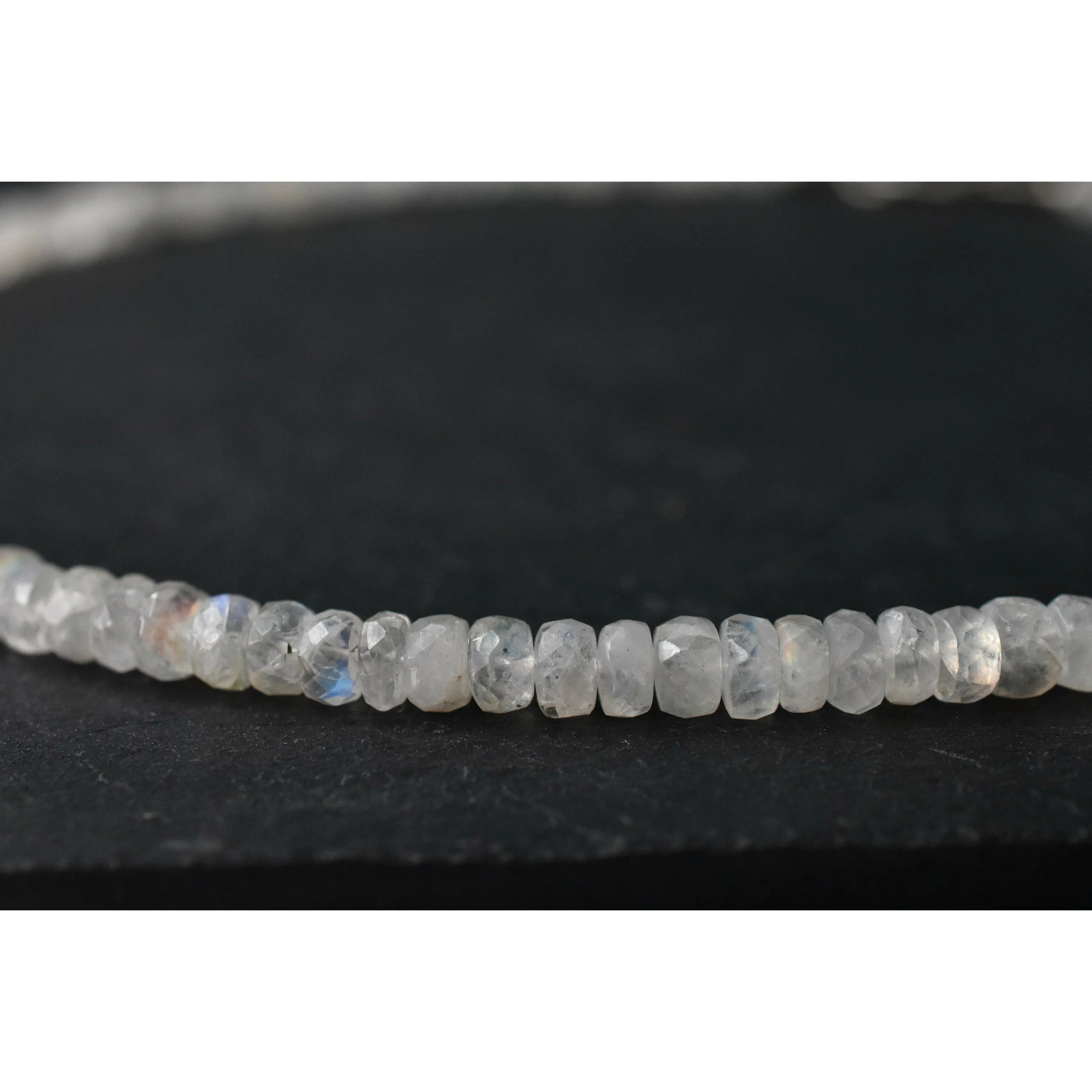 Gorgeous Rondelle Rainbow Moonstone Faceted Beaded Necklace