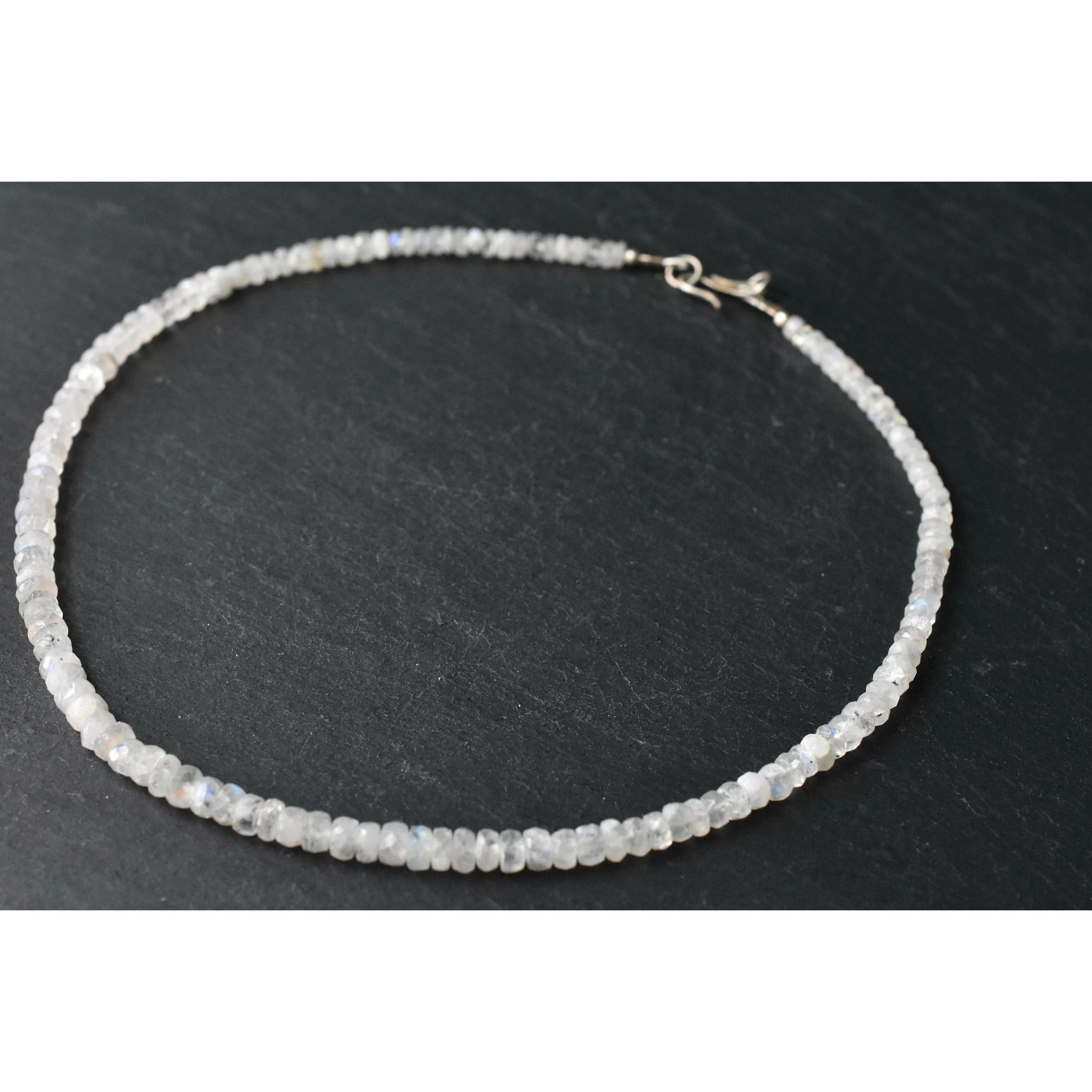 Gorgeous Rondelle Rainbow Moonstone Faceted Beaded Necklace