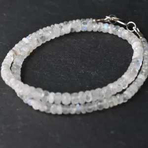 Gorgeous Rondelle Rainbow Moonstone Faceted Beaded Necklace