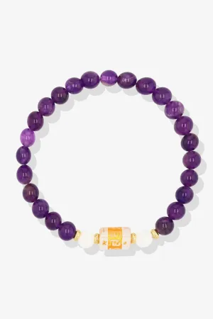 Grade A Amethyst and Moonstone Mantra Prayer Feng Shui Bracelet