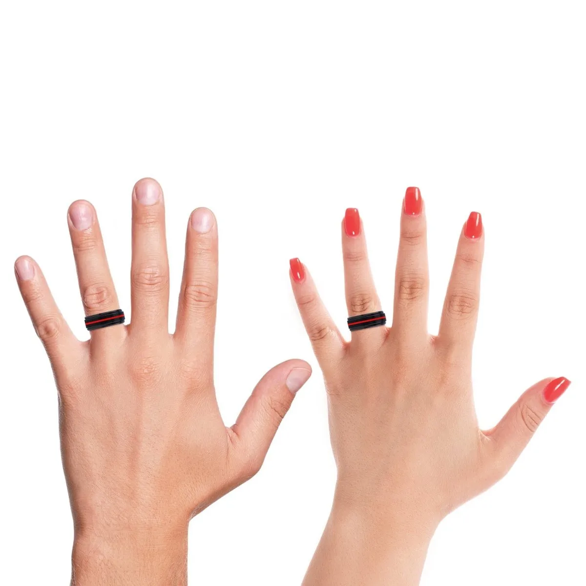 GROOVY | Purple Wood, Black Tungsten Ring, Red Groove, Stepped Edge