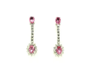 Halo Pink Sapphire And Diamond Dangle Earring Ad No. 0790