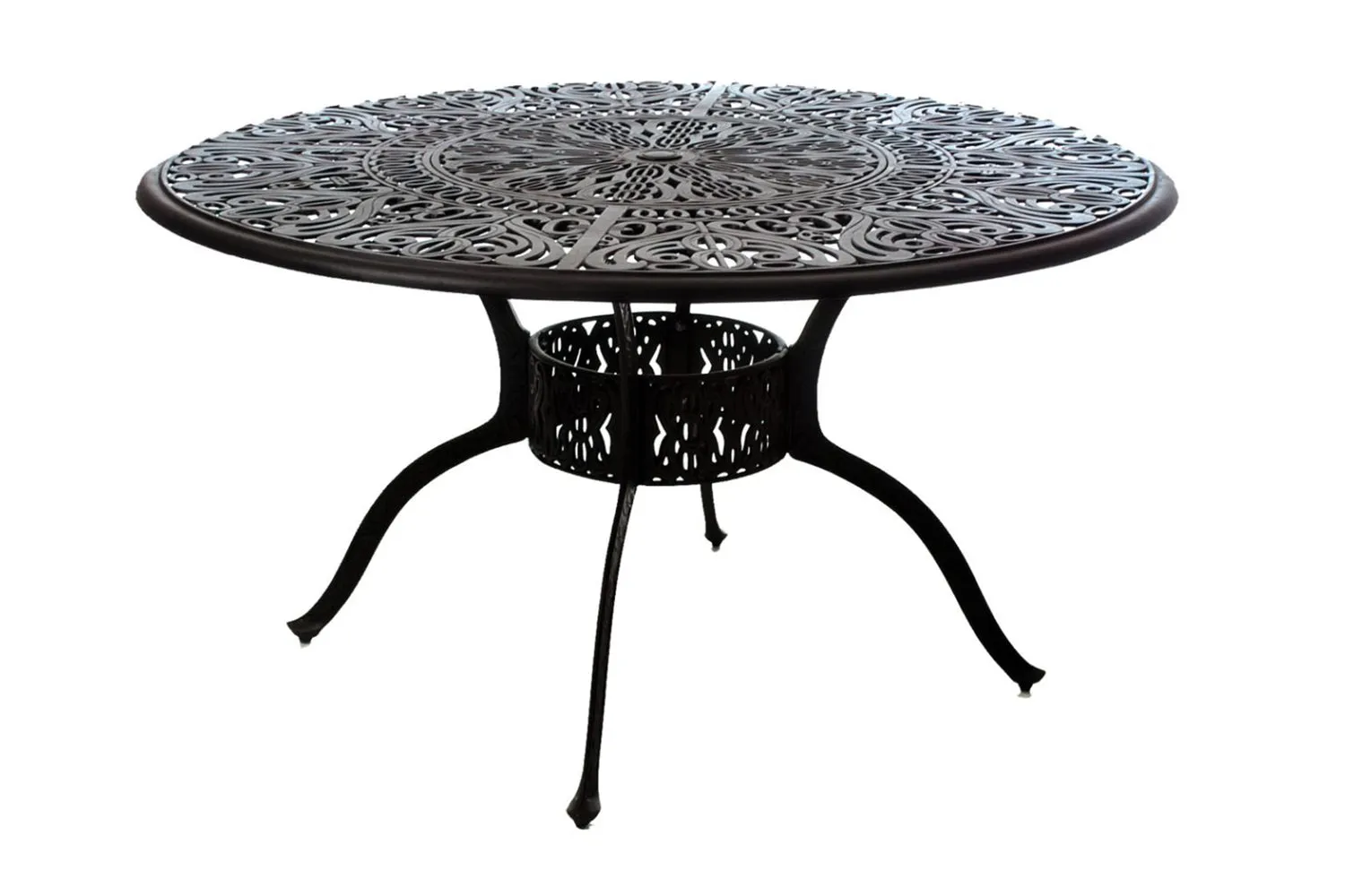 Hanamint 3 pc Tuscany Swivel Patio Dining Set with 54" Round Inlaid Lazy Susan Table