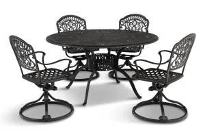 Hanamint 3 pc Tuscany Swivel Patio Dining Set with 54" Round Inlaid Lazy Susan Table