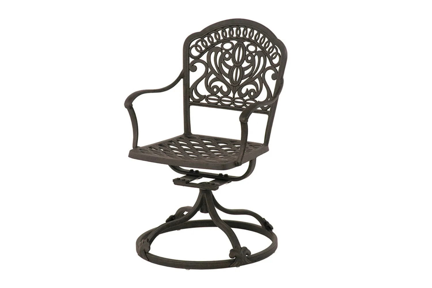 Hanamint 3 pc Tuscany Swivel Patio Dining Set with 54" Round Inlaid Lazy Susan Table