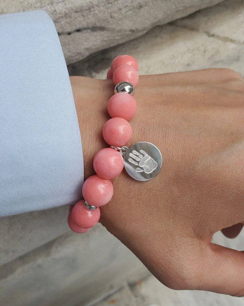 Handprint / Footprint Pink Coral Bracelet in 14K Gold